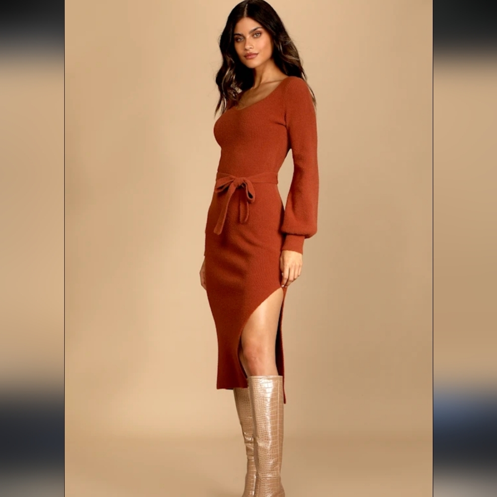 Lulu's Cinnamon Long Sleeve Dress